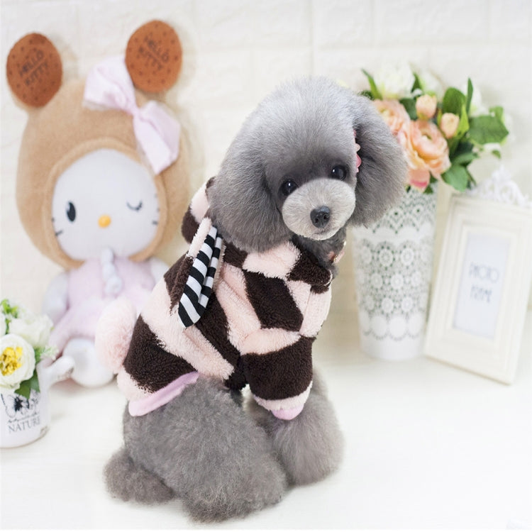 New Style Pet Dogs Clothes Cute Stripe Rabbits Ears Thicken Coral Fleece Both Feet Clothes, Size: S, Bust: 32cm, Neck: 23cm