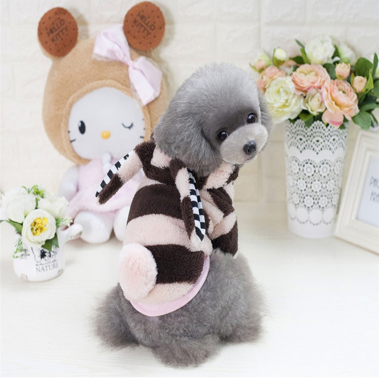 New Style Pet Dogs Clothes Cute Stripe Rabbits Ears Thicken Coral Fleece Both Feet Clothes, Size: XL, Bust: 47cm, Neck: 32cm