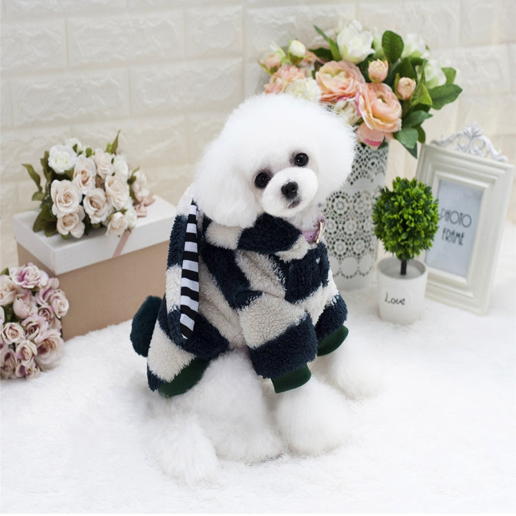 New Style Pet Dogs Clothes Cute Stripe Rabbits Ears Thicken Coral Fleece Both Feet Clothes, Size: XL, Bust: 47cm, Neck: 32cm