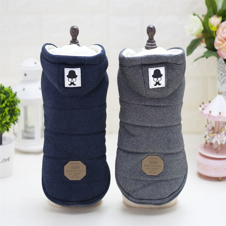 New Style Pet Dogs Clothes Moustache Both Feet Warm Plush Hooded Coat , Size: M, Bust: 37cm, Neck: 26cm