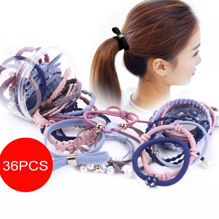 36 PCS/Boxed Mixed Colors Simple Creative Lady Pearl Bowknot Style Hair Band