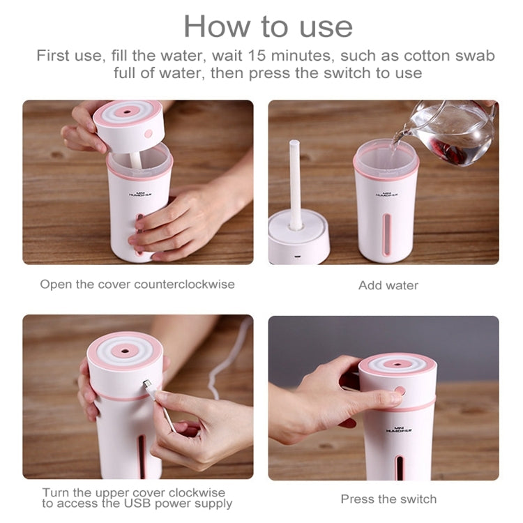 300ML Mini Portable Cup Shape USB LED Night Light Ultrasonic Humidification Air Humidifier for Home / Office / Car