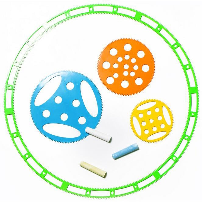 12 in 1 Creative Toy Large Scale Spirograph Drawing Ruler & Chalk Set