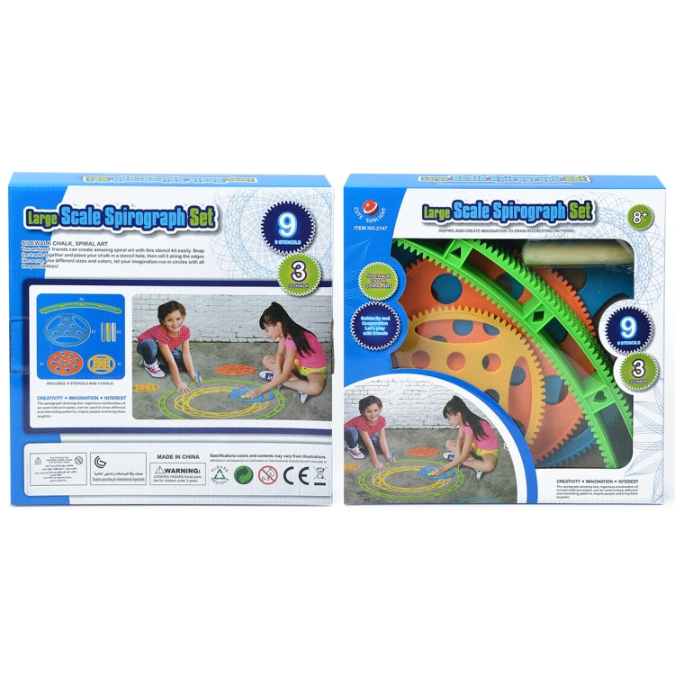 12 in 1 Creative Toy Large Scale Spirograph Drawing Ruler & Chalk Set