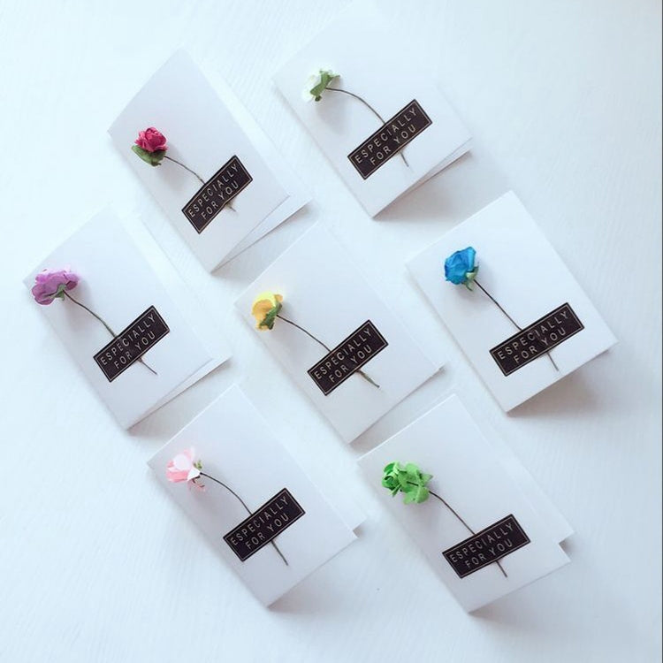 20 PCS Festival Creative DIY Rose Dry Flower Greeting Blessings Card Message Card