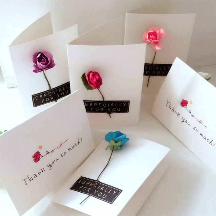 20 PCS Festival Creative DIY Rose Dry Flower Greeting Blessings Card Message Card