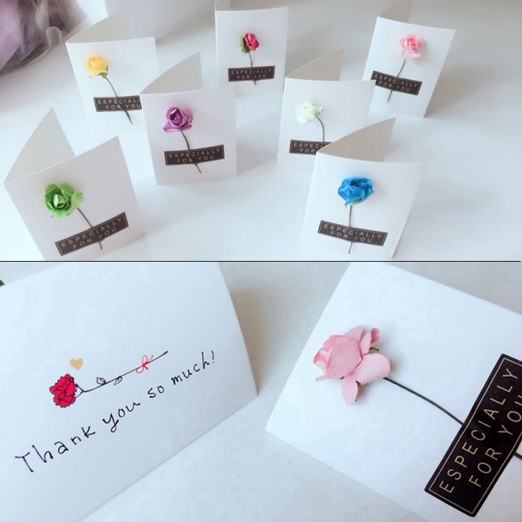 20 PCS Festival Creative DIY Rose Dry Flower Greeting Blessings Card Message Card