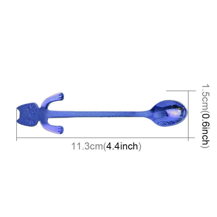 4 PCS Creative Cartoon Cat Style Stainless Steel Spoon Color Mixing Set, Length: 11.3cm