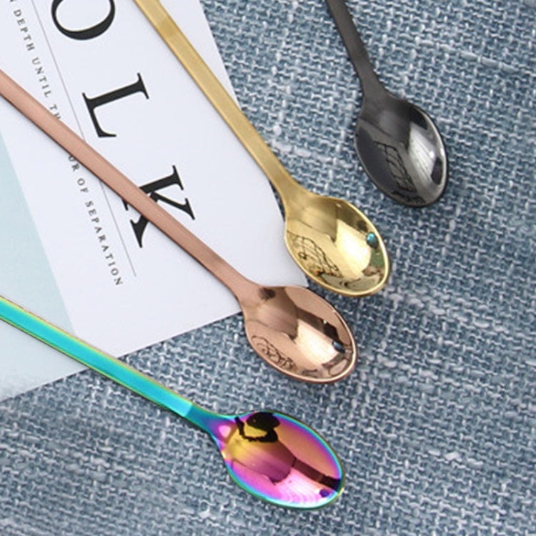 4 PCS Creative Cartoon Cat Style Stainless Steel Spoon Color Mixing Set, Length: 11.3cm