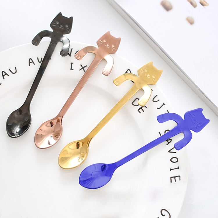 4 PCS Creative Cartoon Cat Style Stainless Steel Spoon Color Mixing Set, Length: 11.3cm