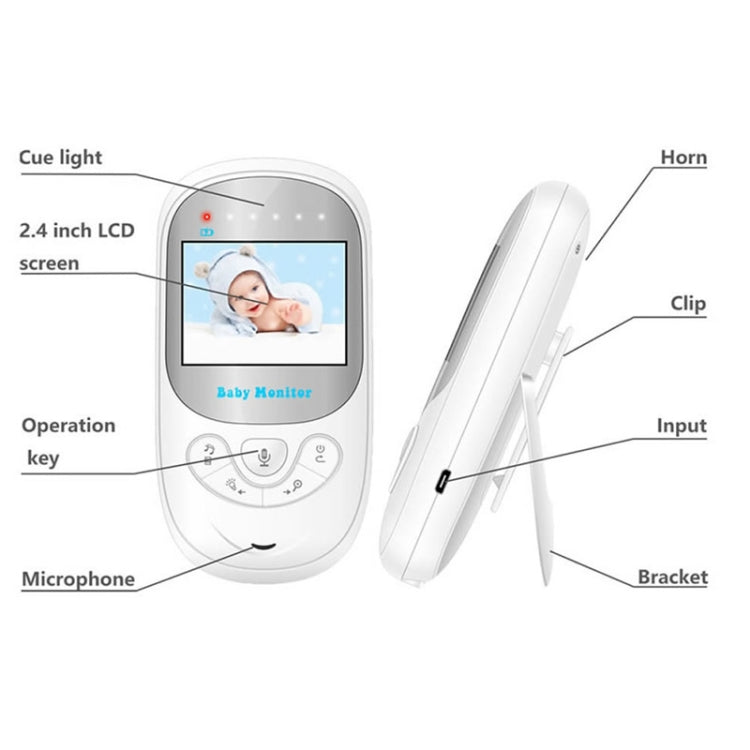 BM-108 2.4 inch LCD 2.4GHz Wireless Surveillance Camera Baby Monitor with 8-IR LED Night Vision, Two Way Voice Talk(White)