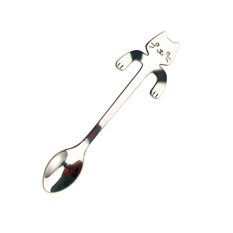 4 PCS Creative Cartoon Cat Style Stainless Steel Spoon, Length: 11.3cm(Silver)