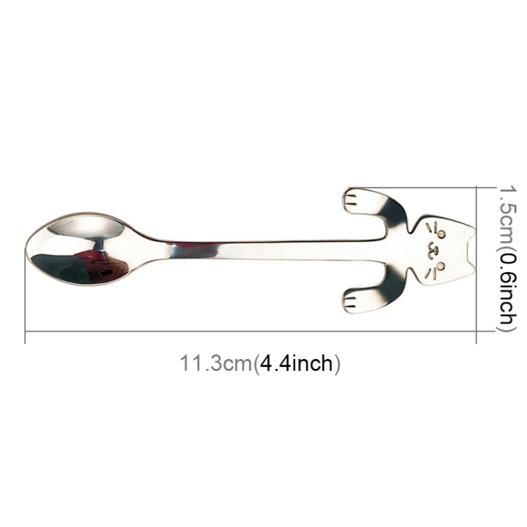4 PCS Creative Cartoon Cat Style Stainless Steel Spoon, Length: 11.3cm(Silver)