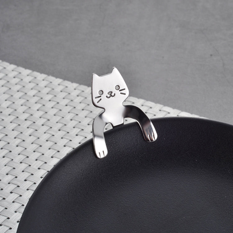 4 PCS Creative Cartoon Cat Style Stainless Steel Spoon, Length: 11.3cm(Silver)