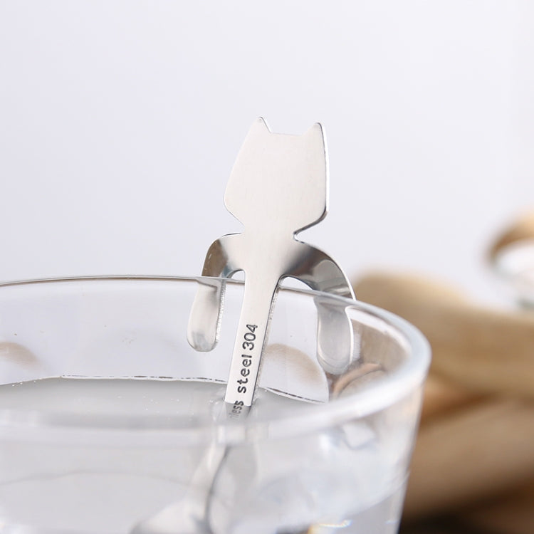 4 PCS Creative Cartoon Cat Style Stainless Steel Spoon, Length: 11.3cm(Silver)