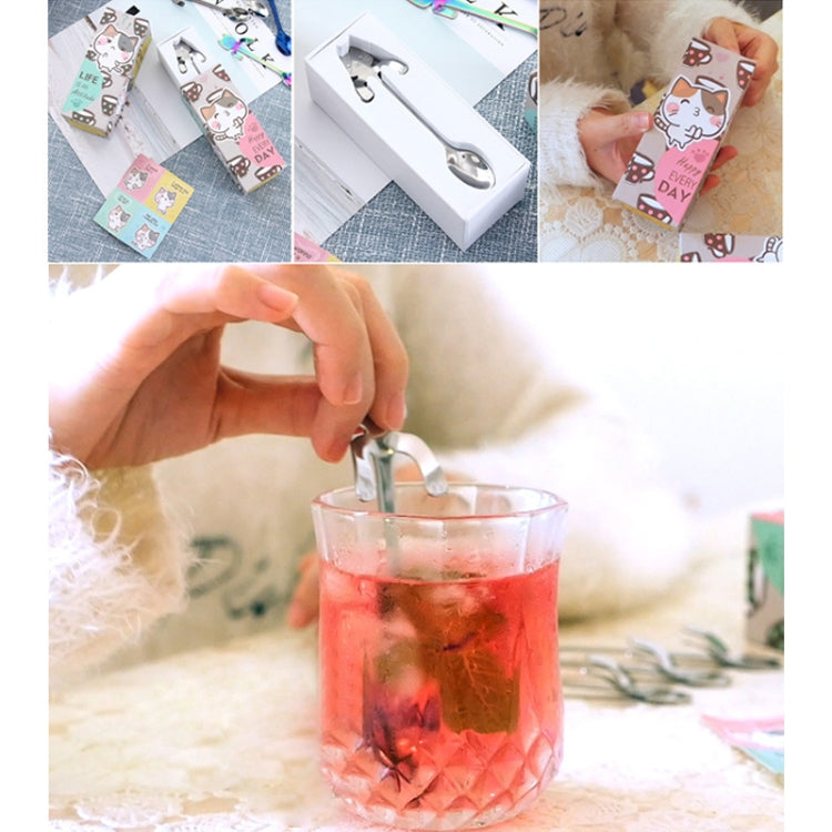 4 PCS Creative Cartoon Cat Style Stainless Steel Spoon, Length: 11.3cm(Silver)