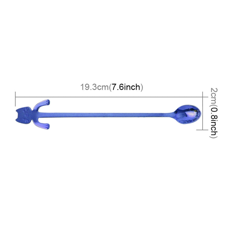 5 PCS Creative Cartoon Cat Style Stainless Steel Spoon Color Mixing Set, Length: 19.3cm
