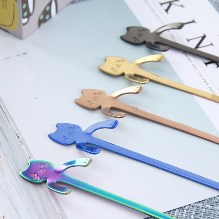 5 PCS Creative Cartoon Cat Style Stainless Steel Spoon Color Mixing Set, Length: 19.3cm