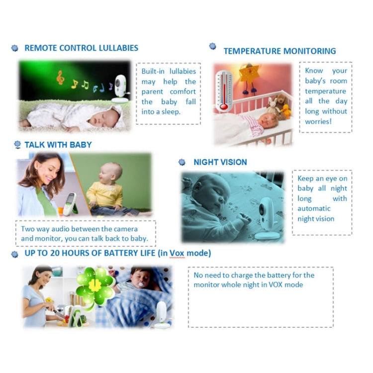 VB602 2.4 inch LCD 2.4GHz Wireless Surveillance Camera Baby Monitor, Support Two Way Talk Back, Night Vision
