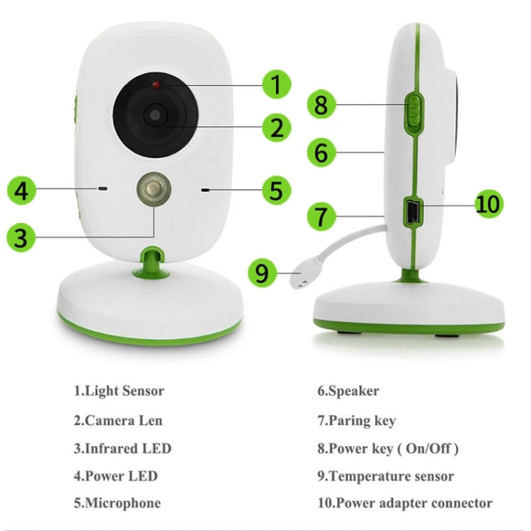 VB602 2.4 inch LCD 2.4GHz Wireless Surveillance Camera Baby Monitor, Support Two Way Talk Back, Night Vision