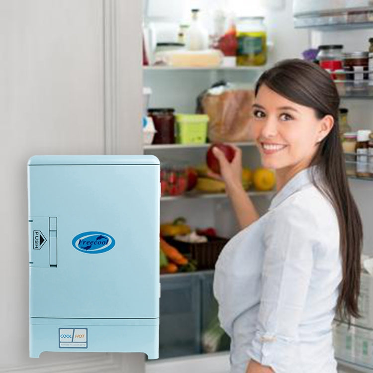 Freecool CW-15L 38W 15L Portable Vehicle Auto Freezer Mini Cooling and Heating Dual-use Refrigerator with Handle for Car and Home, US Plug, AC 220V(Blue)