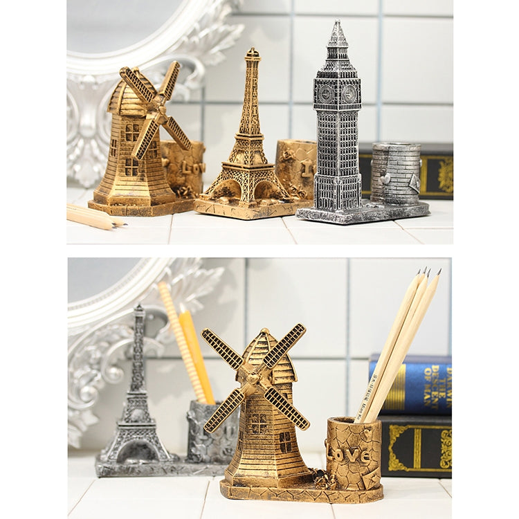 Creative Retro Resin Eiffel Tower Pen Container School Stationery Life Office Supplies, Random Color Delivery