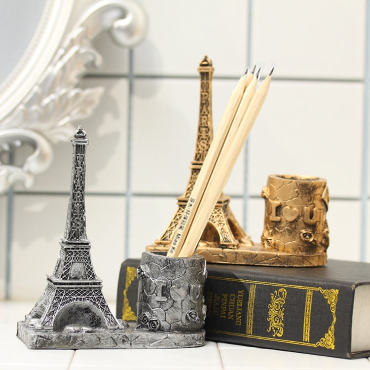 Creative Retro Resin Eiffel Tower Pen Container School Stationery Life Office Supplies, Random Color Delivery