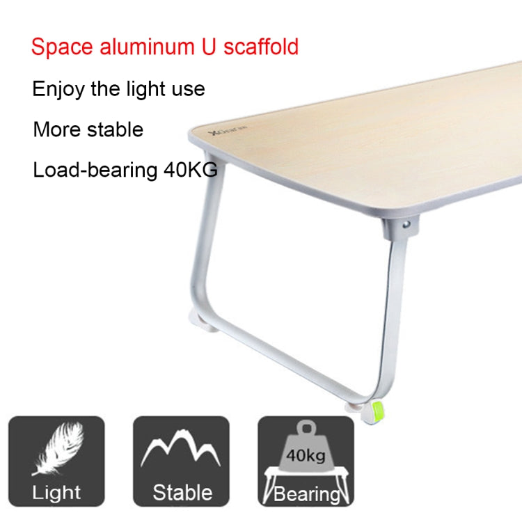 HL36 Leather Surface Portable Folding Small Table Desk Holder Stand for Laptop / Notebook, Support 18 inch and Below Laptops, Max Load Weight: 30kg, Desk Surface Size: 70x36x32.5cm(Khaki Grey)