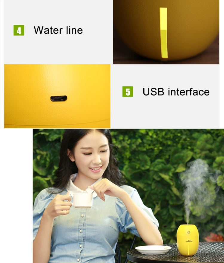 180ML Creative Lemon Shape USB Air Humidifier with Luminous & Transparent Water Line & Water Shortage Power Off Protection for Car & Office & Home