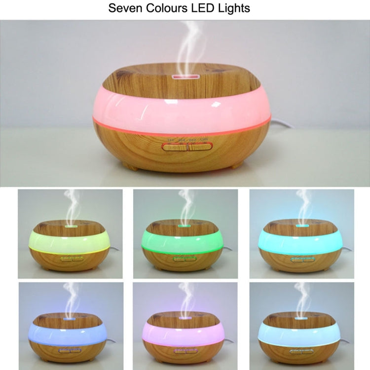 300ML Wood Grain Aromatherapy Air Humidifier with 7-Colours LED Lights & Water Shortage Power Off Protection
