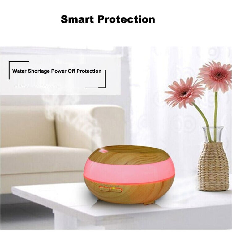 300ML Wood Grain Aromatherapy Air Humidifier with 7-Colours LED Lights & Water Shortage Power Off Protection