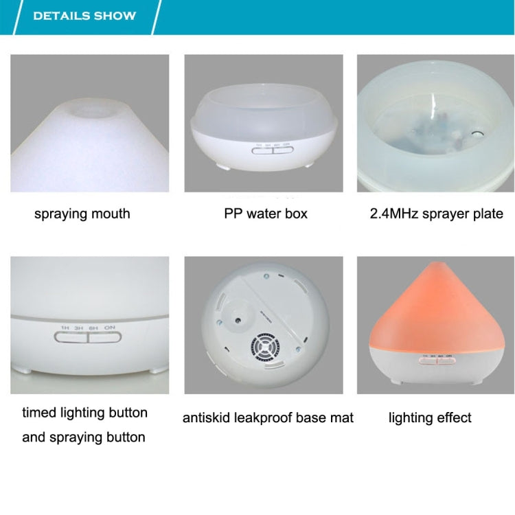 300ML Timed Ultrasonic Aromatherapy Air Humidifier with 7-Colours LED Lights & Water Shortage Power Off Protection