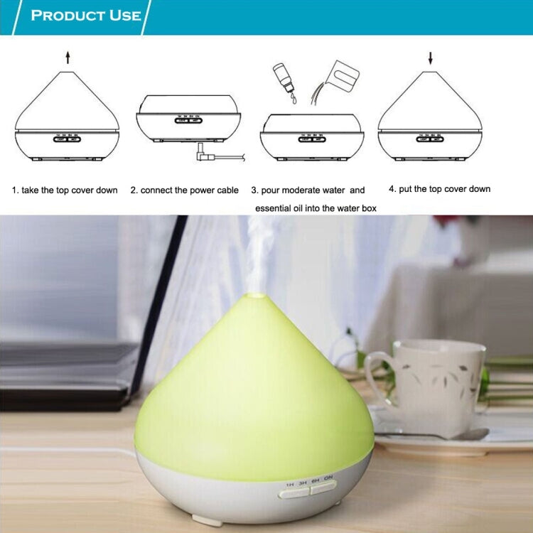 300ML Timed Ultrasonic Aromatherapy Air Humidifier with 7-Colours LED Lights & Water Shortage Power Off Protection