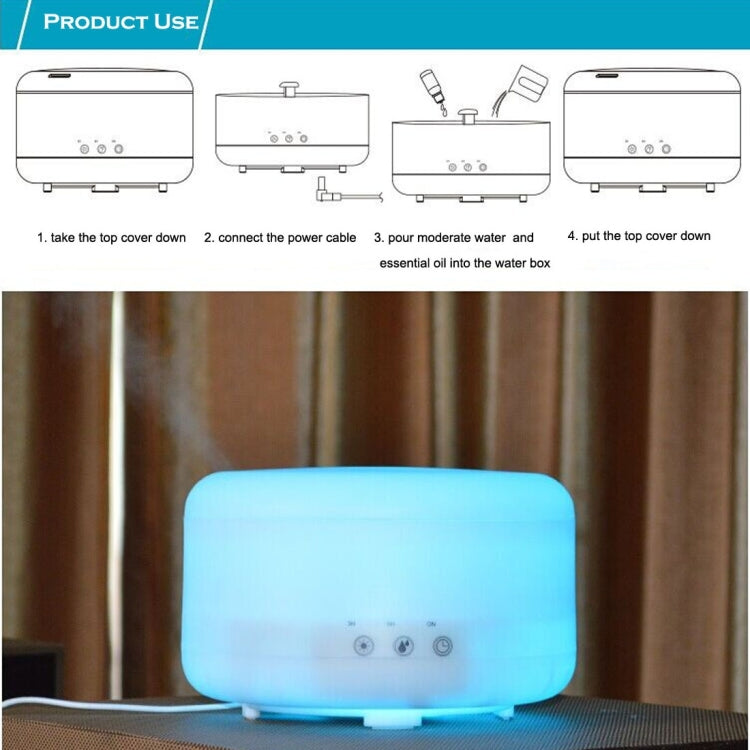 1000ML Timed Ultrasonic Aromatherapy Air Humidifier with 7-Colours LED Lights & Water Shortage Power Off Protection