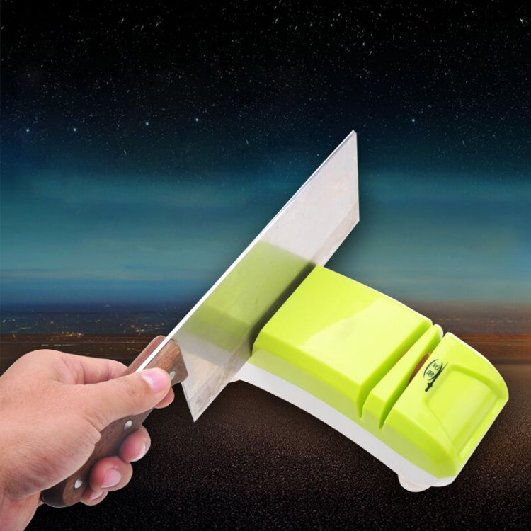 Mini Electric Knife Sharpener Kitchen Knives Sharpening System, US Plug(Green)