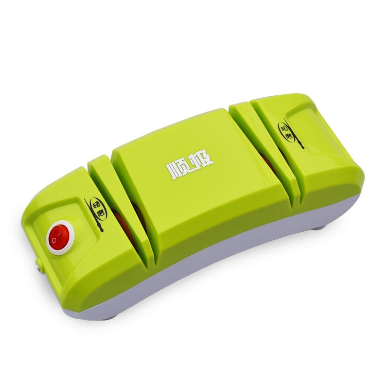 Mini Electric Knife Sharpener Kitchen Knives Sharpening System, US Plug(Green)