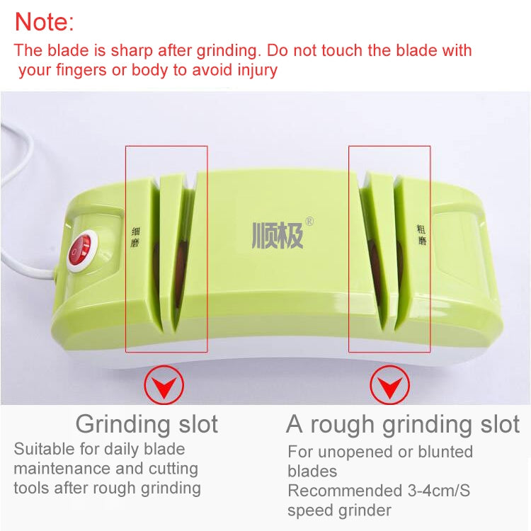 Mini Electric Knife Sharpener Kitchen Knives Sharpening System, US Plug(Green)