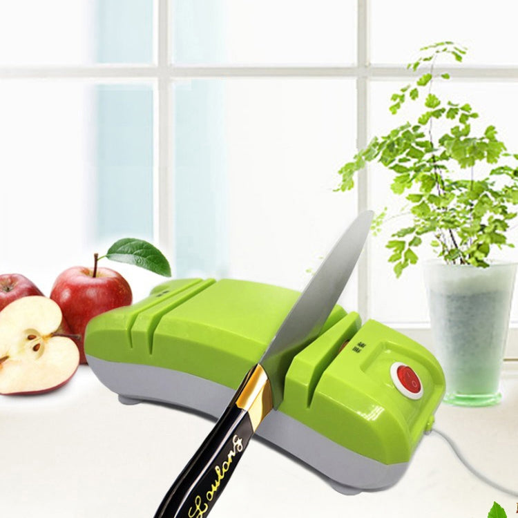 Mini Electric Knife Sharpener Kitchen Knives Sharpening System, US Plug(Green)