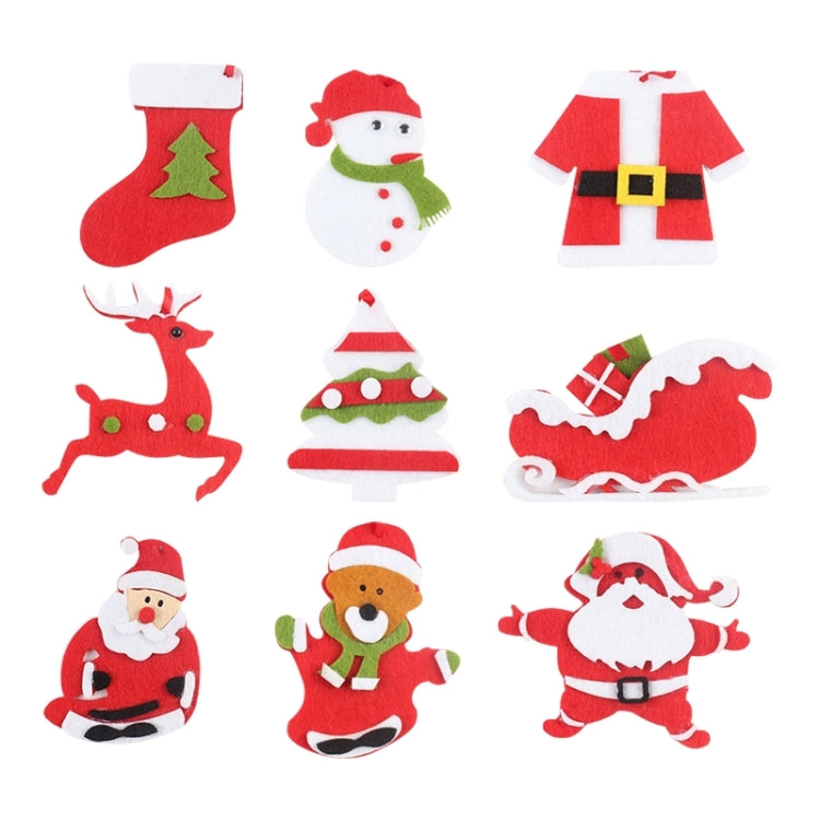 10 PCS Christmas Red Nonwoven Small Pendant Christmas Tree Hanging Decorations, Random Style Delivery