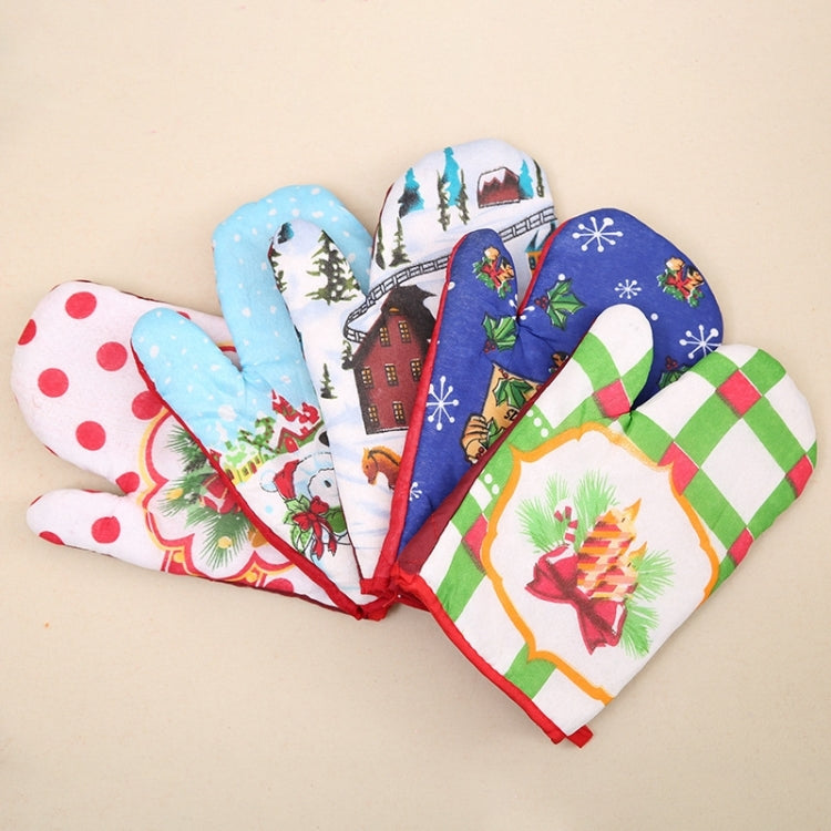 2 Sets Christmas Supplies Microwave Oven Heat Insulated Glove and Pad, Set, Random Style Delivery