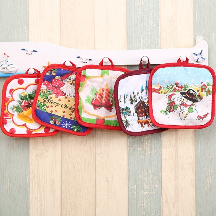 2 Sets Christmas Supplies Microwave Oven Heat Insulated Glove and Pad, Set, Random Style Delivery