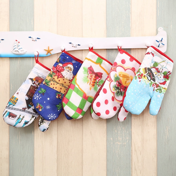 2 Sets Christmas Supplies Microwave Oven Heat Insulated Glove and Pad, Set, Random Style Delivery