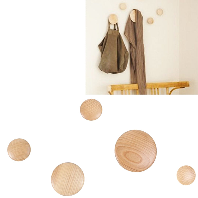 5 in 1 Wood Material Clothes Hanger Rack Round Hook Wall Hanger Pretty Home Decoration, Max Load Weight: 30kg