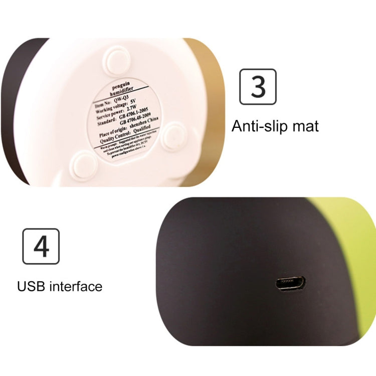 QW-Q3 150ML Mini Creative Penguin Shape USB Color Night Light Aromatherapy Air Humidifier for Home
