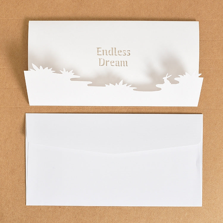 4 PCS Festival Creative Blanching Silver Hollowed Reflection Deer Pattern Handwritten Greeting Card Birthday Card