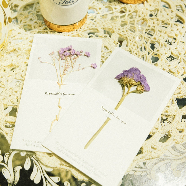 10 PCS Festival Creative Fresh Dried Flowers Handwritten Greeting Card Birthday Card