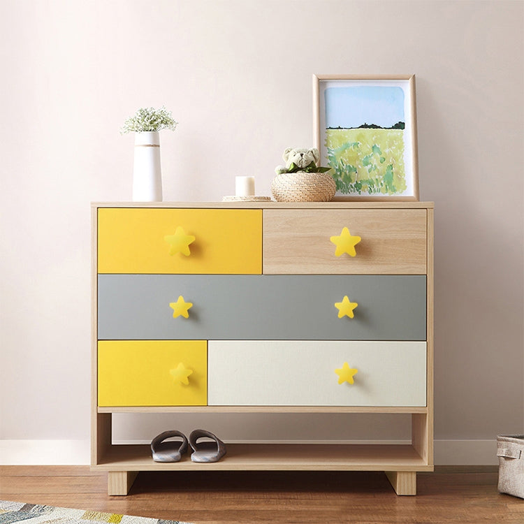 5 PCS Great Yellow Star Pattern Shockproof Modern Cartoon Children Drawer Cabinet Handle
