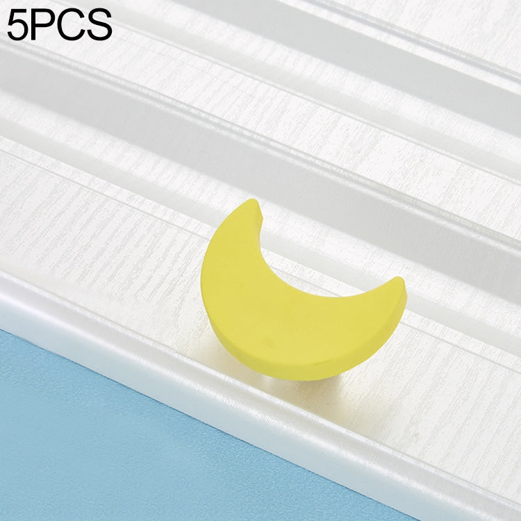 5 PCS Yellow Moon Pattern Shockproof Modern Cartoon Children Drawer Cabinet Handle