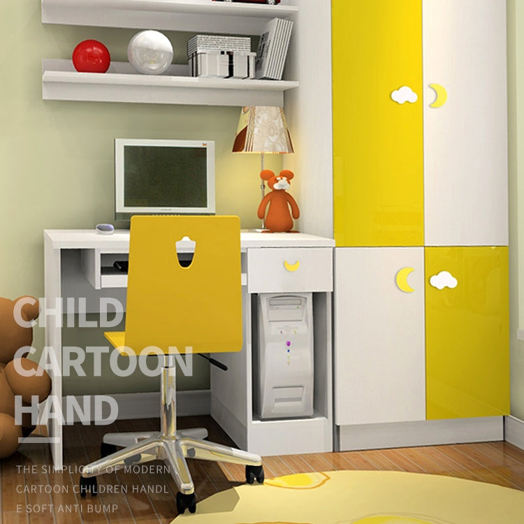 5 PCS Yellow Moon Pattern Shockproof Modern Cartoon Children Drawer Cabinet Handle
