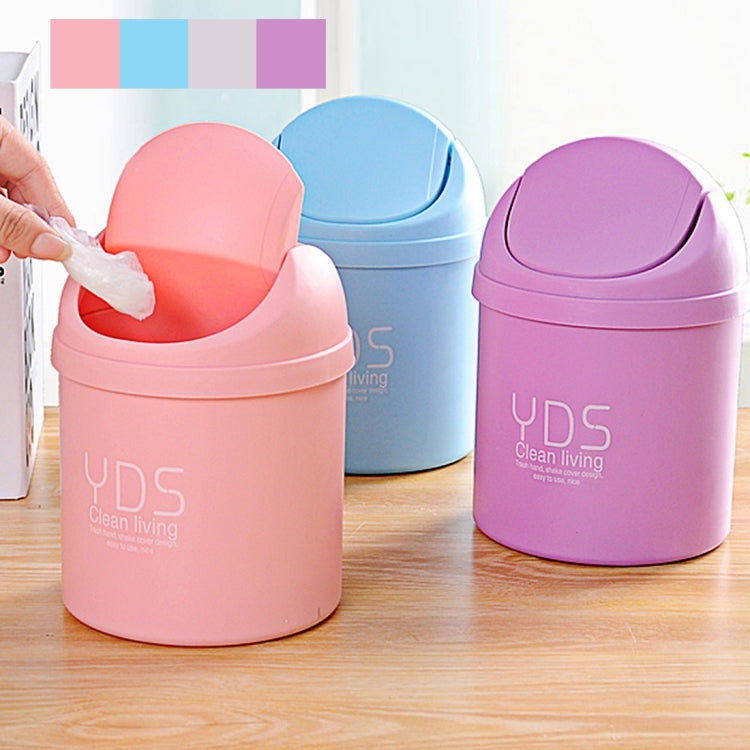 Creative Mini Desktop Trash Cans Household Office Clean Desk Garbage Plastic Bucket with Lid, Random Color Delivery, Size: 19.5x14cm